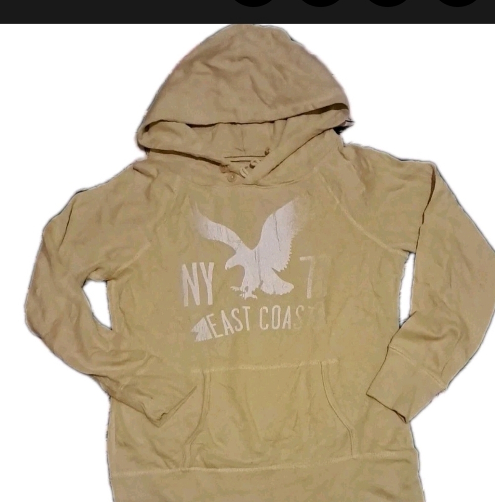 American Eagle Outfitters Tan Graphic Hoodie
